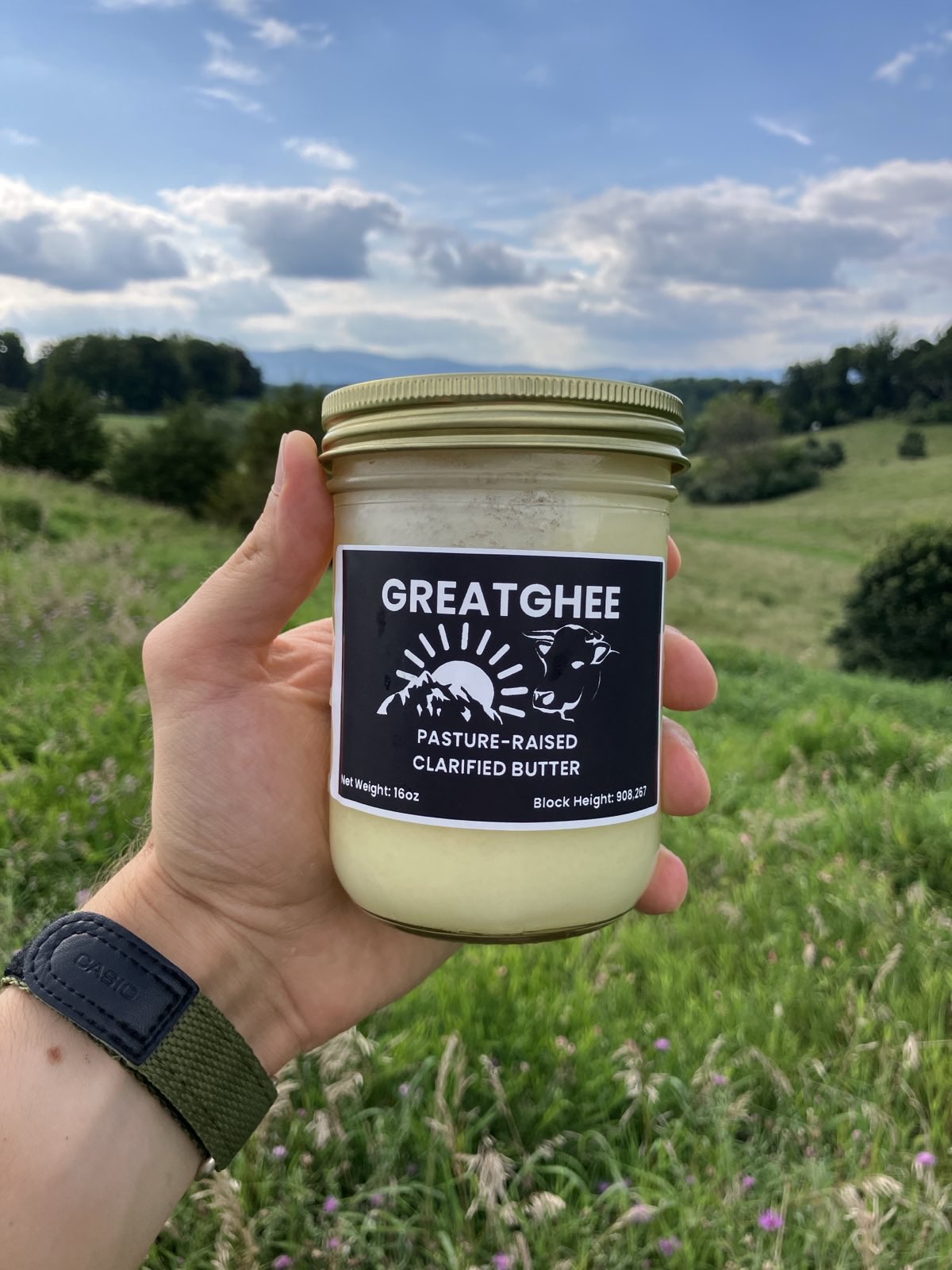 16 oz jar of GreatGhee pasture-raised ghee