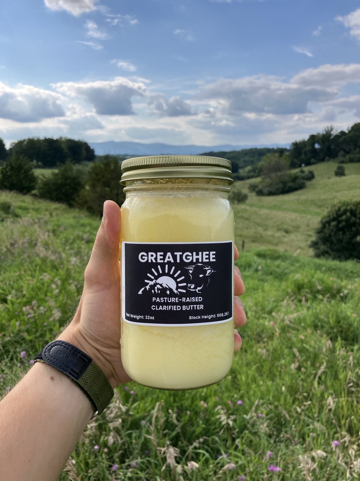 32 oz jar of GreatGhee pasture-raised ghee